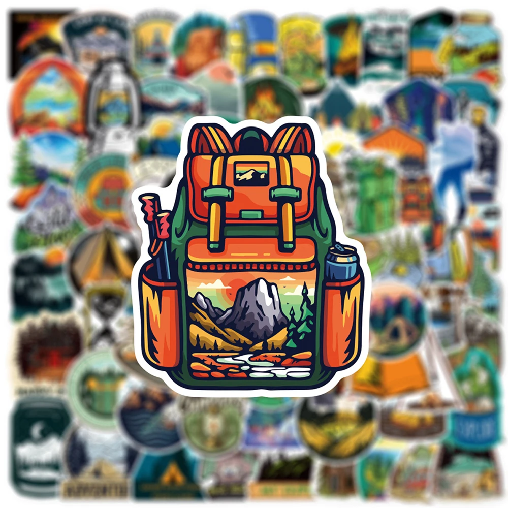 10/30/50pcs Outdoor Forest Hiking Camping Stickers Travel Scenery Cartoon Sticker DIY Phone Luggage Motorcycle Graffiti Decals