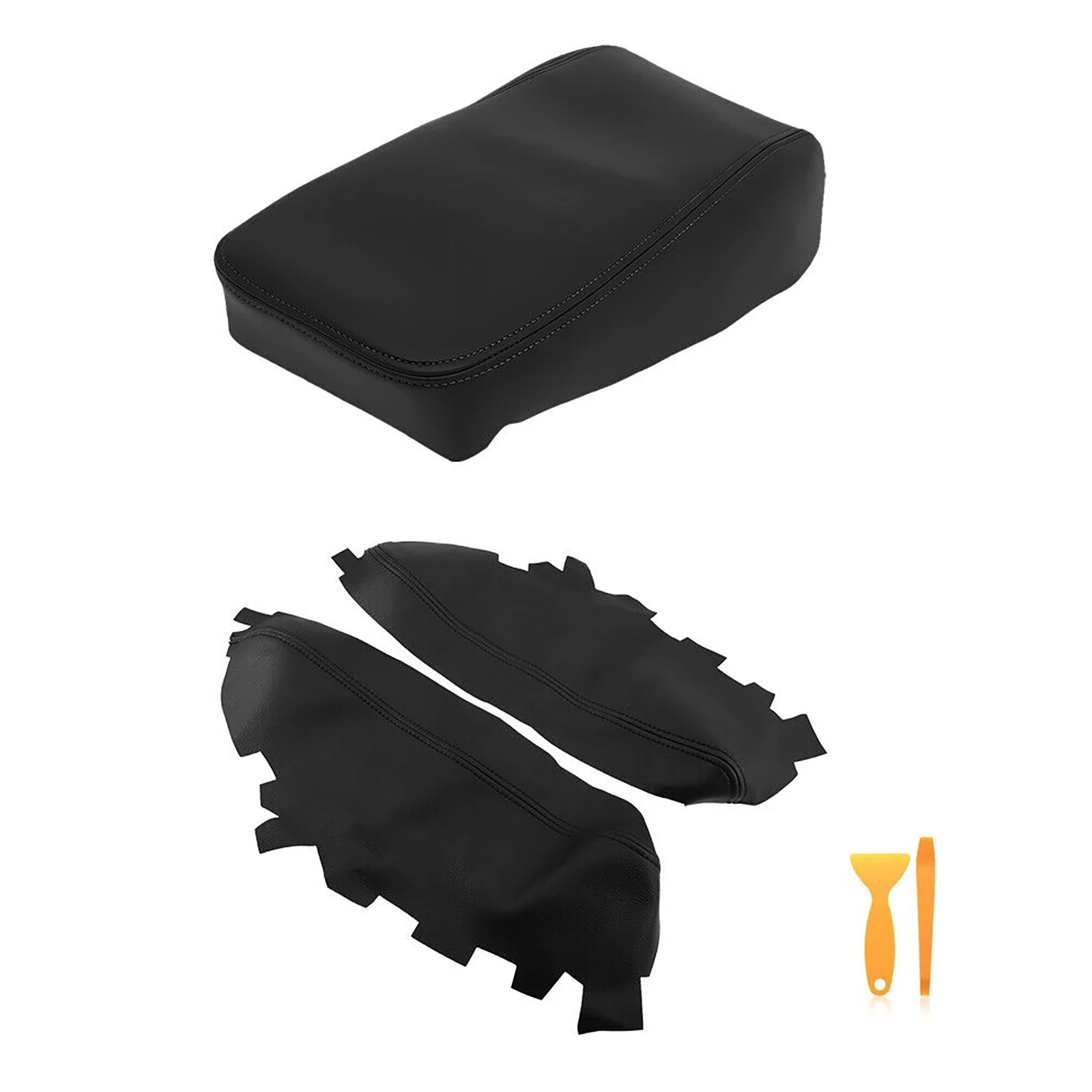 

3PCS Black Leather Armrest Cover Set for Toyota Avalon 2013-2018 Skin for Center Console Lid & Front Door Panels Anti-Scratch