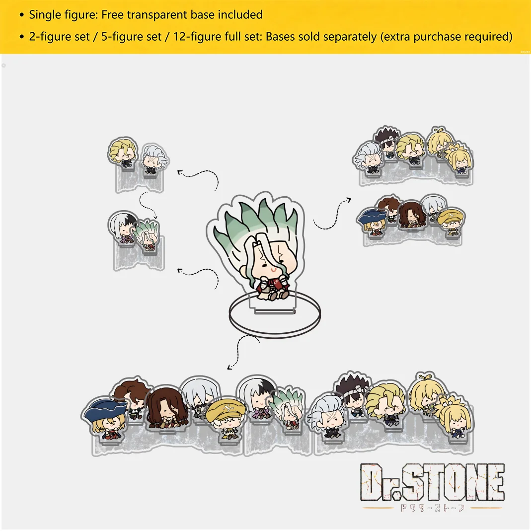 Dr.STONE Ishigami Senku Xeno Acrylic Stand Keychain Chibi Multi Character Double Figure Scene Background Base Detachable Gift