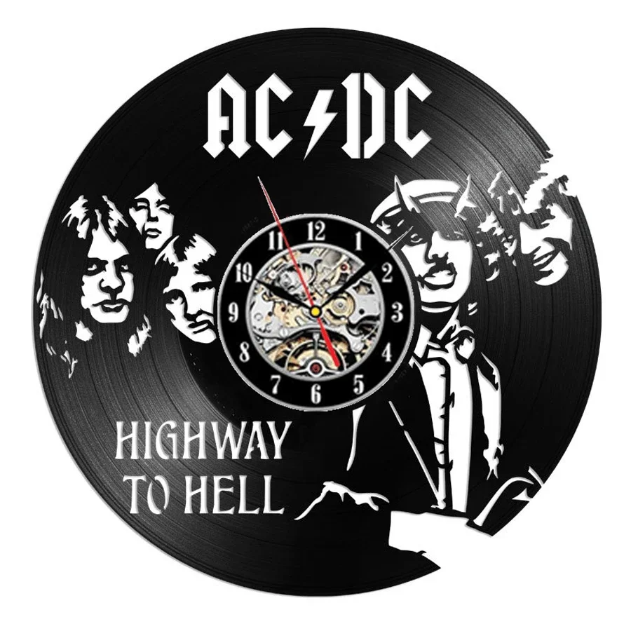 AC DC Vinyl Record Wall Clock Modern Design Music Rock Band Vintage Vinyl CD Clocks Wall Watch Home Decor Gifts for Fans