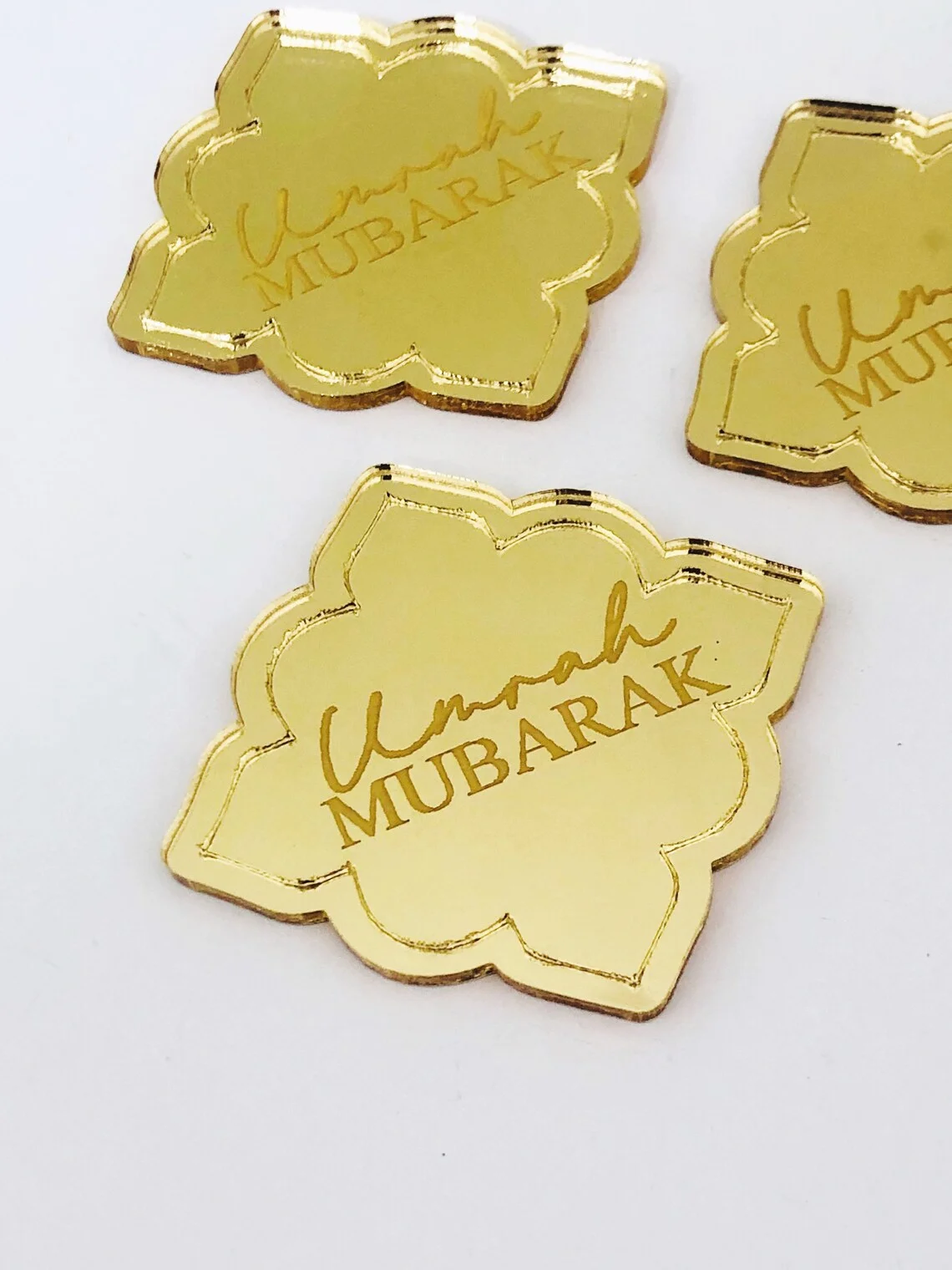 10 قطعة محفورة Umrah مبارك الاكريليك كعكة سحر مسلم الإسلامية عيد الأضحى معكوسة الاكريليك قطاعات الكيك عشاء ديكور للطاولات