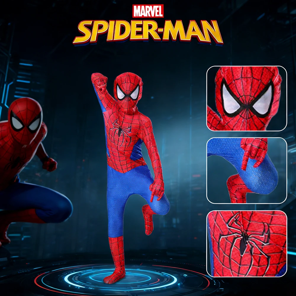 

Spiderman Style Cosplay Zentai Suit Seamless Full Body Mask Muscle Definition for Dynamic Convention Poses and Halloween Party