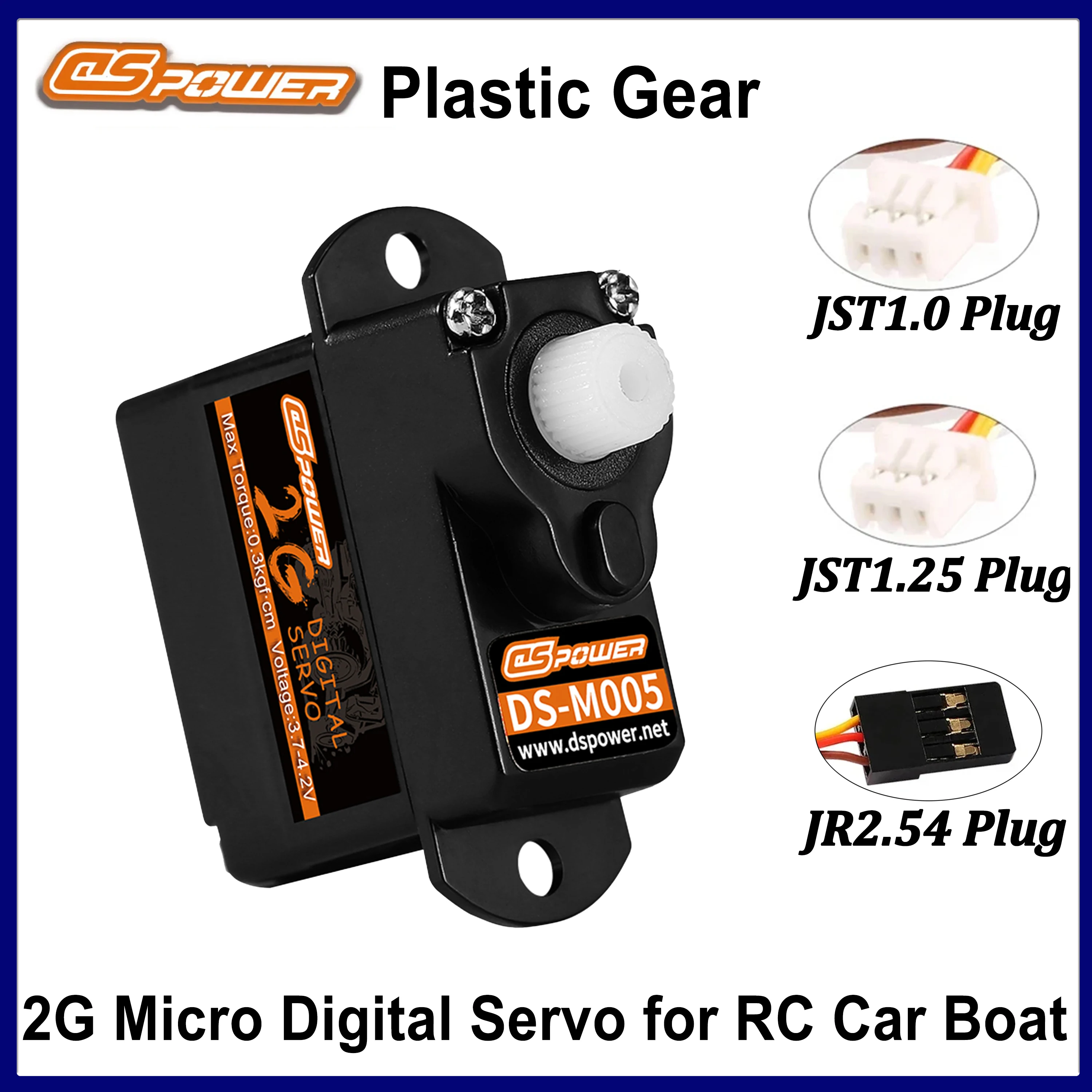 DSPOWER 2G Micro Digital Servo mit Kunststoffgetriebe und JR/JST-Stecker für 1/20 RC Mini-Auto, Boot, Flugzeug, Helikopter, Roboter und Spielzeugteile