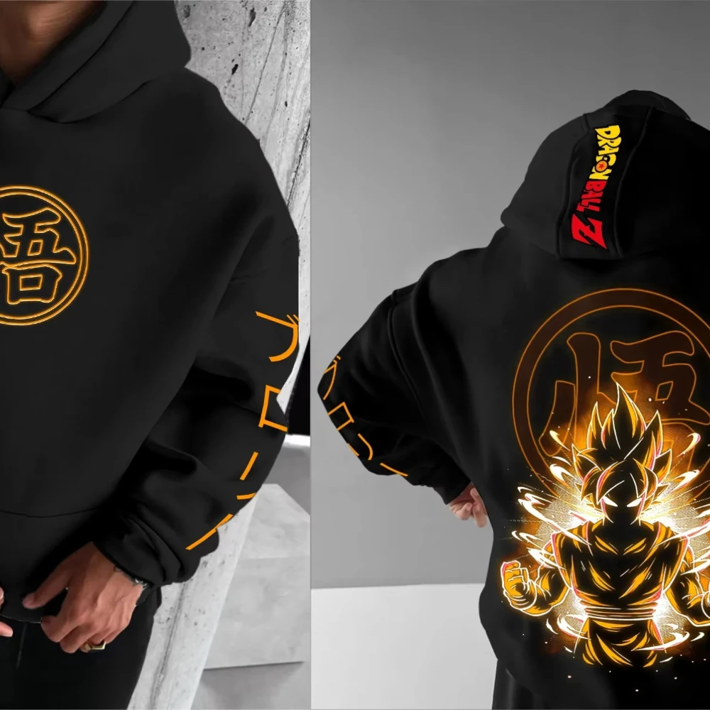 最新のドラゴンボールアニメ孫悟空周辺多機能セーター秋と冬の男性と女性のゆったりとしたフード付きセーター