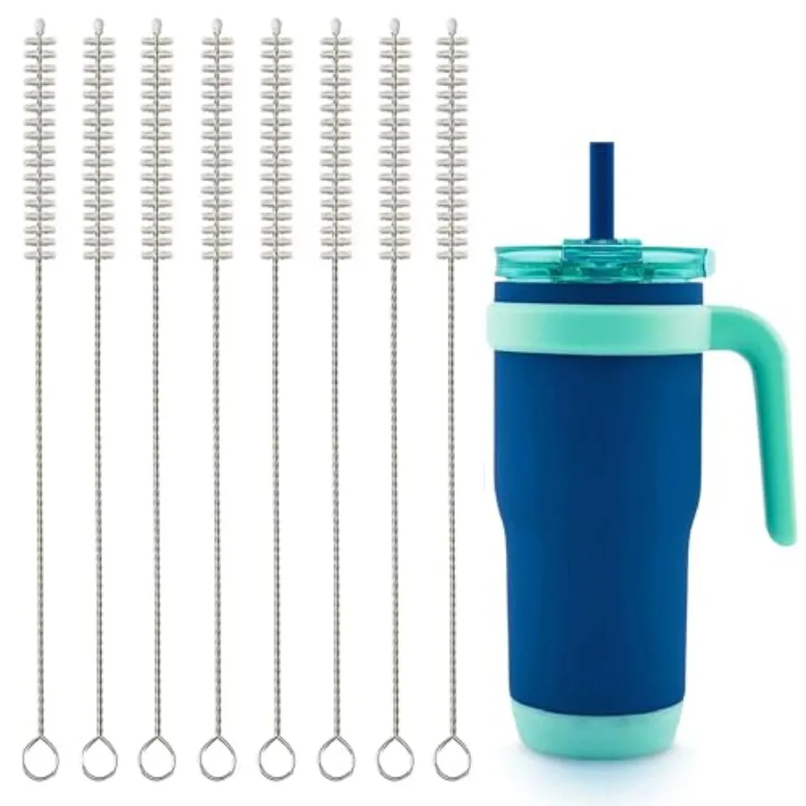 

Straw Cleaner Brush Set 8Pieces of Stainless Steel Nylon Bristles Cleaner Brush for Cleaning Stanley 16OZ 30OZ Reusable Straws