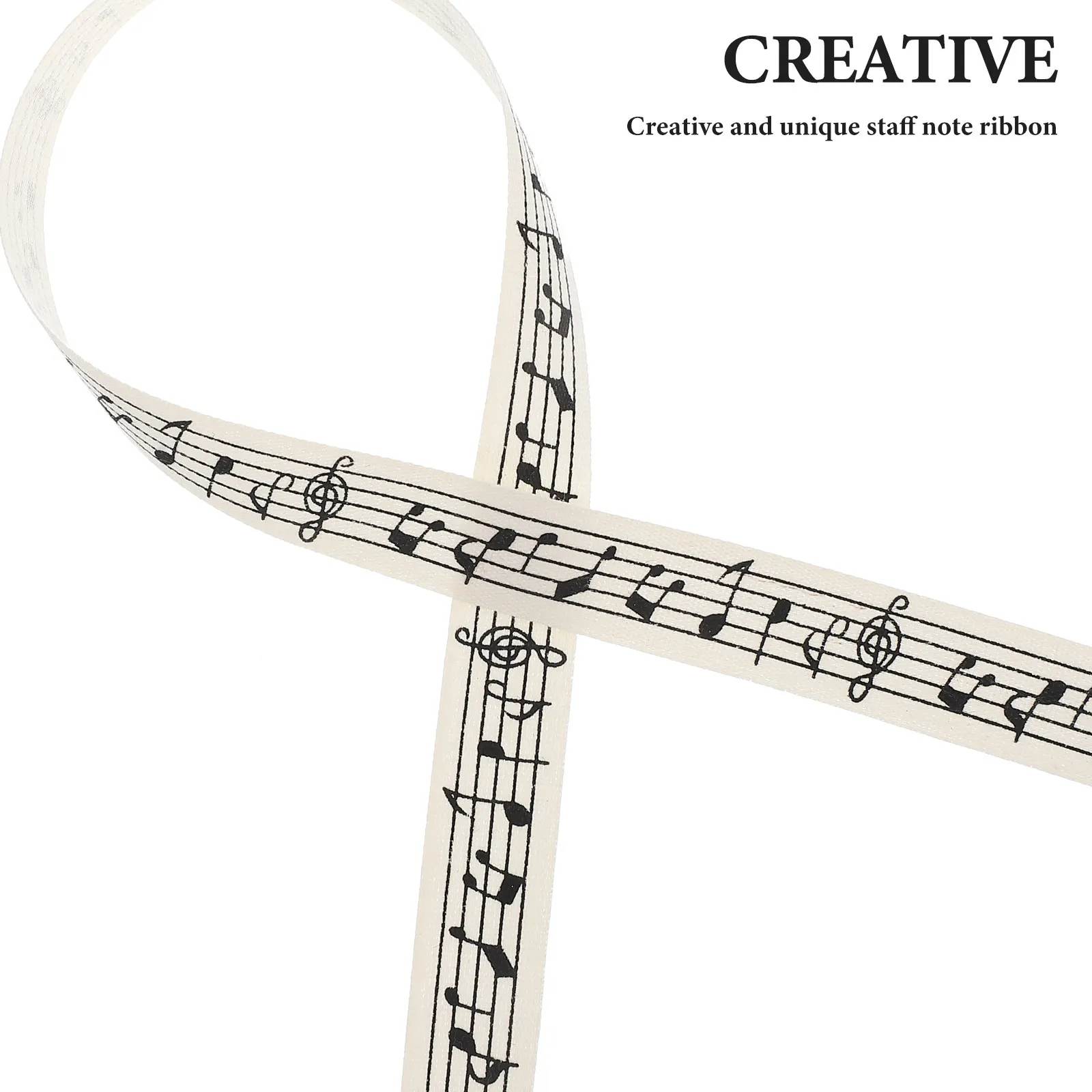 15Mm Music Notation Ribbon Beige Cotton Sewing Craft Ribbon for Bowknots Hair Bows Scrapbook Holiday Wrapping Floral Wreath
