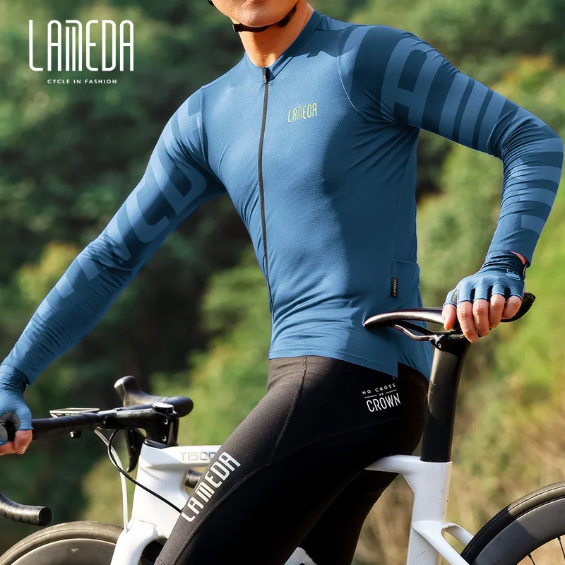 LAMEDA Spring Summer Cycling Jersey Suits For Men Long Sleeves Bicycle Bib Pants Set Professional Road Bike Clothes MTB Apparel