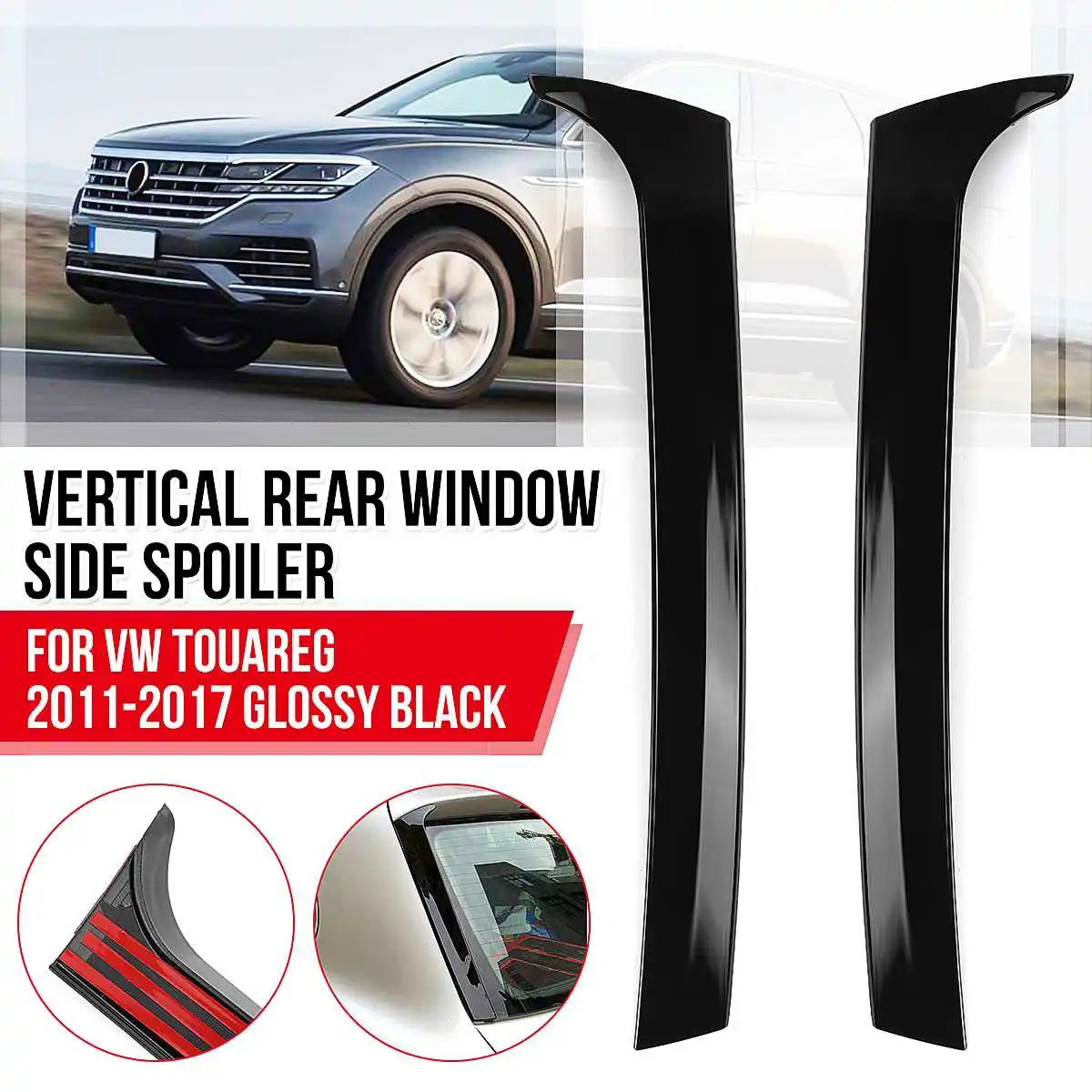 Pair Glossy Black Rear Window Side Spoiler Wing Canard For VW for Touareg 2011 2012 2013 2014 2015 2016 2017 Auto Accessories