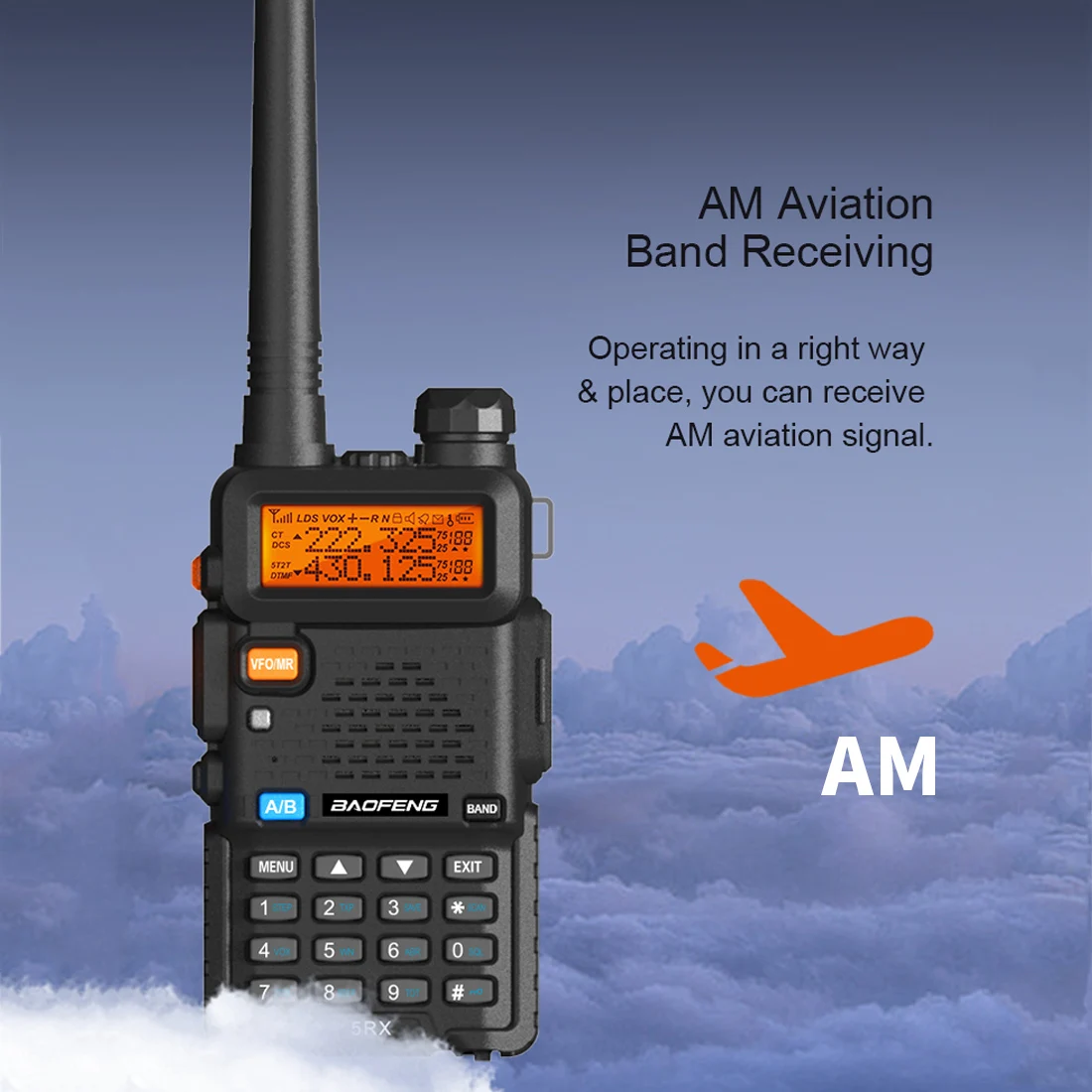 2024 New Baofeng 5RX Handheld Radio 5W Multi-Band AM Aviation Band 1800mAh 128 Channel Amateur Radio Transceiver