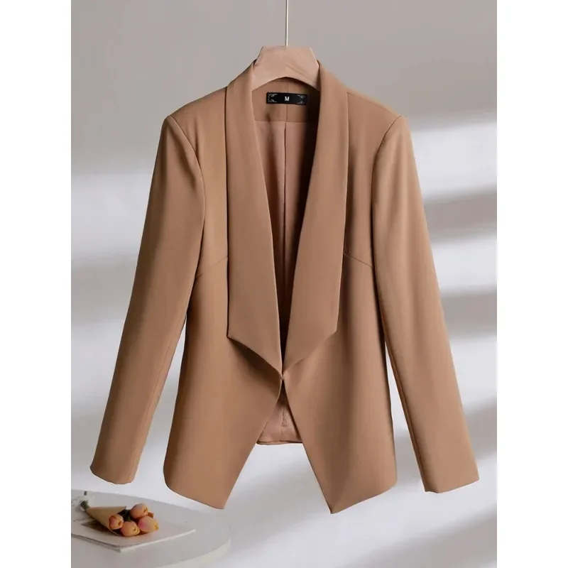 Moda bianco nero kaki solido signore Blazer donna lavoro femminile indossare manica lunga giacca formale cappotto per la primavera autunno