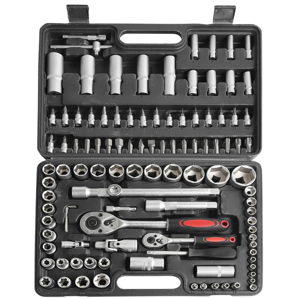 Ratel Dopsleutel Set 108 Stuks Auto Reparatie Tool Sets Ratel Momentsleutel Combo Kit Ratelsleutel Schroevendraaier Bits Handje