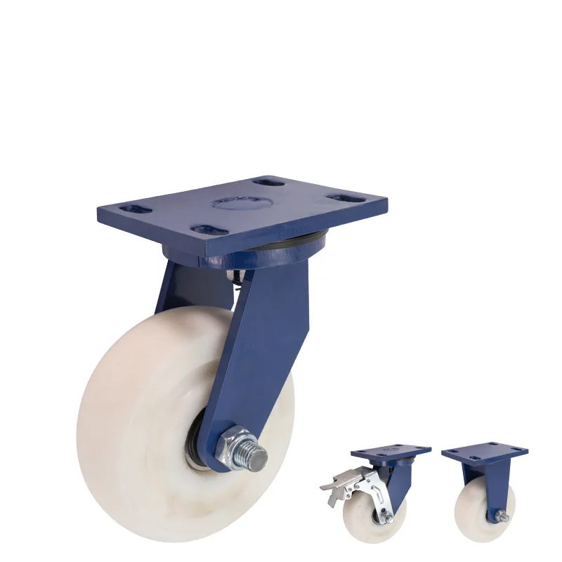 8 inch Super Heavy Duty  Solid Nylon Caster Coated Caster 200mm 1200kg rigid swivel brake wheel 1000kg high loading bearing