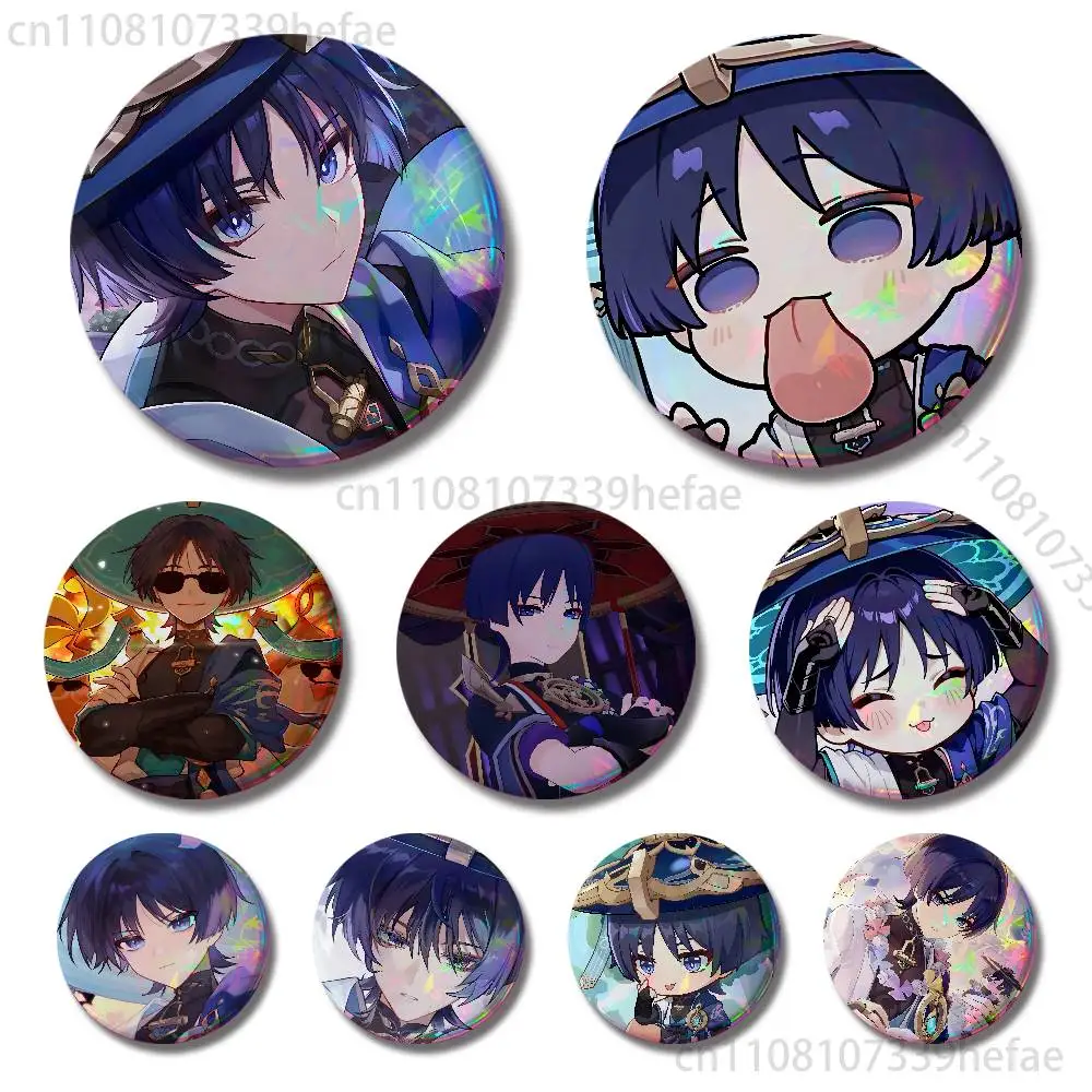 

genshin impact wanderer chibi Badges 25 32 44 58 75 mm Round Cosplay Pin Bag Decor Fans Collect Friends Gifts Brooch Souvenir