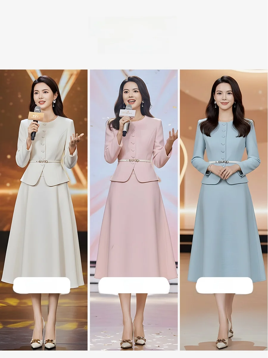 

Elegant Beige Suit Set for Women High Waist Fashionable Two-Piece Workwear Ideal for Speeches Weddings And Commuting