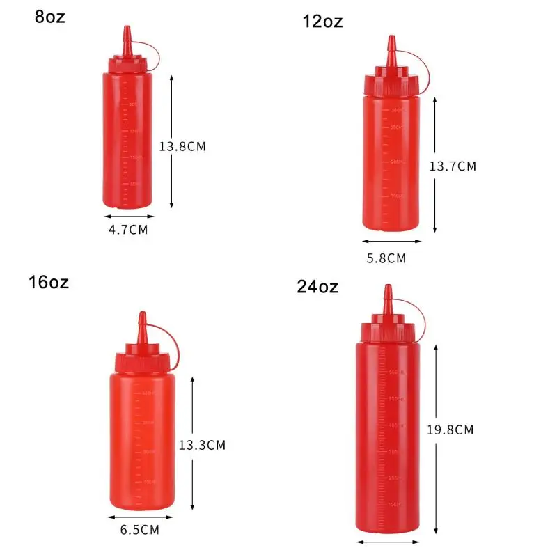 Plastic Squeeze Bottle 8-24oz Condiment Squeeze Bottle Multipurpose Squirt Bottle for KetchupBBQ Sauce Ets multi Syrup Dispenser