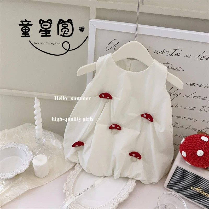 Girls' Cotton Bud Skirt Summer Cute Cute Cool Smart Dress Western Style Suspender Dress