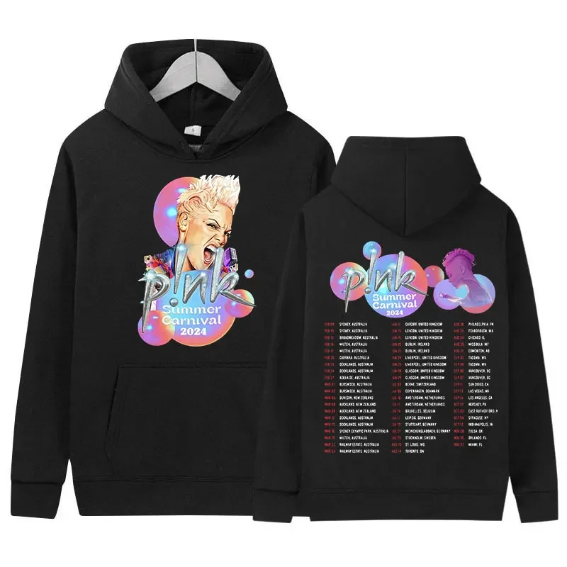 Singer P!NK Pink Summer Carnival Tour 2024 Hoodie Men Women Hip Hop Retro Pullover Sweatshirt Fashion Oversized Hoody Streetwear