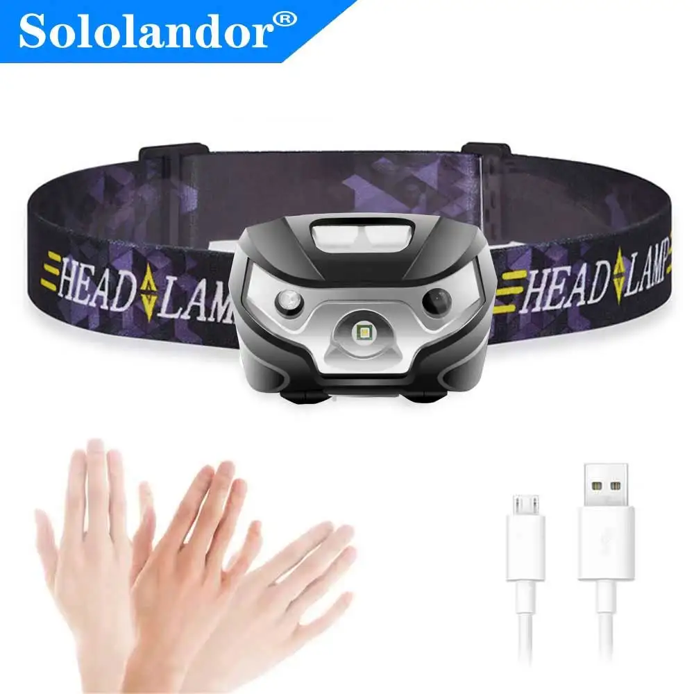 Powerfull Headlamp Rechargeable LED Headlight Body Motion Sensor Flashlight Camping Torch Light With USB Flash Lamp Lantern