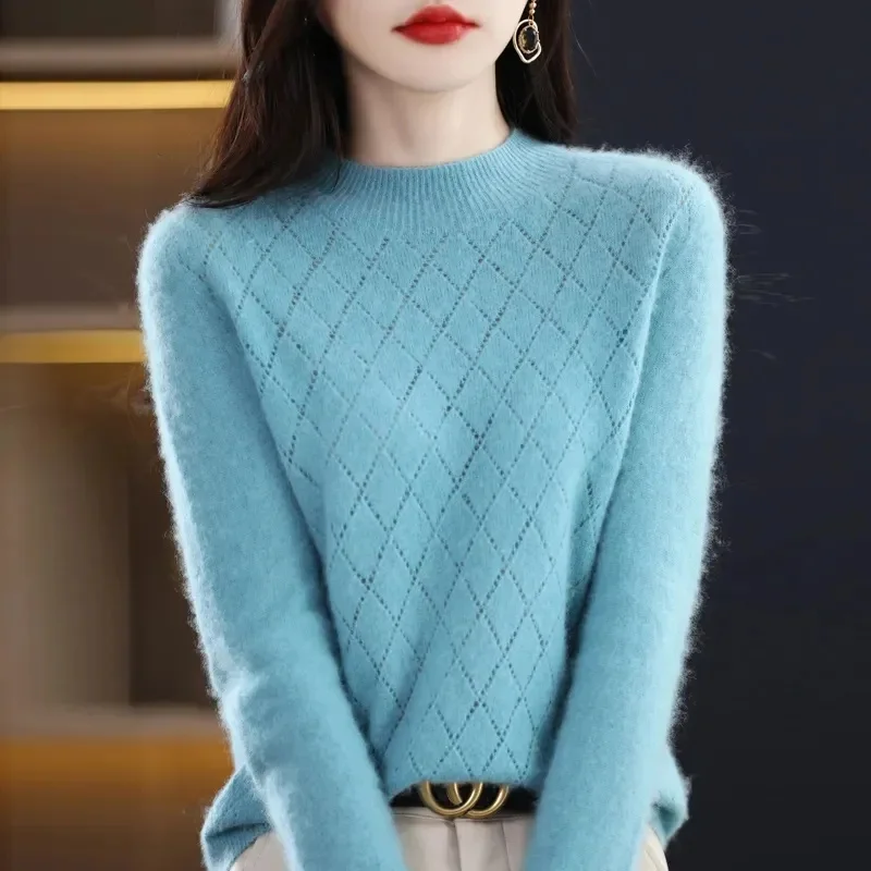 Suéter de cuello alto para mujer, Jersey de punto de manga larga, suave y cálido, elegante, a la moda, Otoño e Invierno