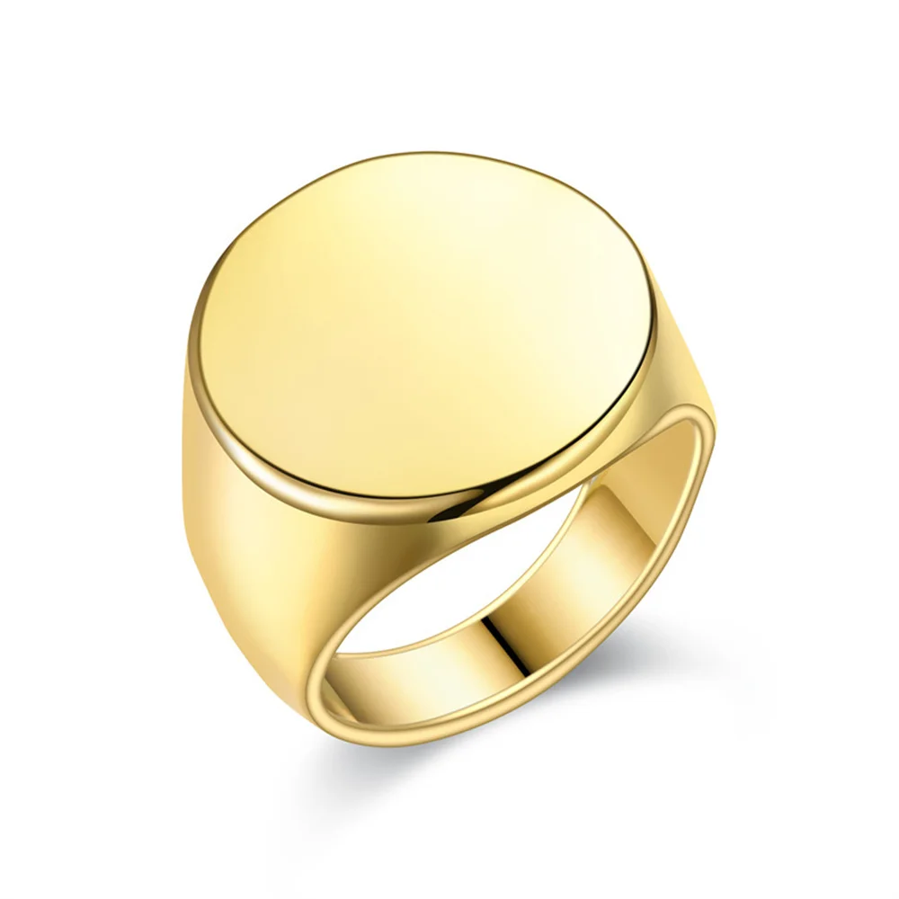 

Punk New Fashion Circle Round Rings Male Gold Silver Color Stainless Steel Geometry Big Ring for Men Party Jewelry Gift 2025