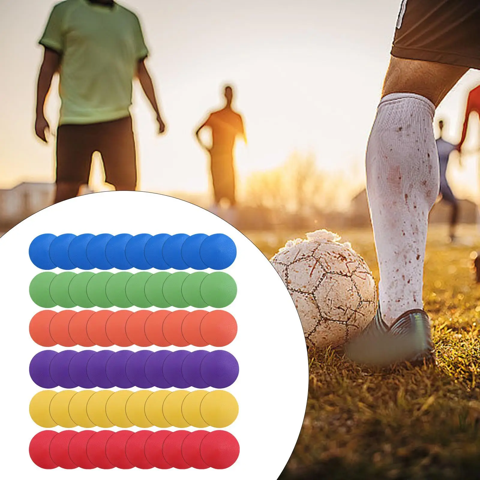 

60x Spot Markers Floor Spots Practical Reusable Flexible Floor Markers Flat Field Cones for Karate Gym Football Soccer Boxing