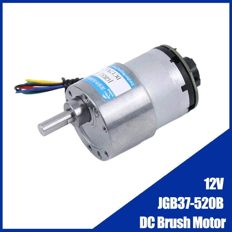 

37MM DC Gear Motor JGB37-520B With Hall Encoder 12V Metal Gear CW CCW Large Torque Small Body Motor