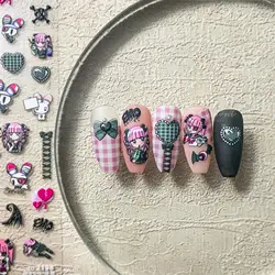 1 sayfalık Retro Manicure yeni 5D kabartma Nail Art etiketler tırnak çıkartmaları manikür için moda japon tasarım DIY mutlu aksesuarları