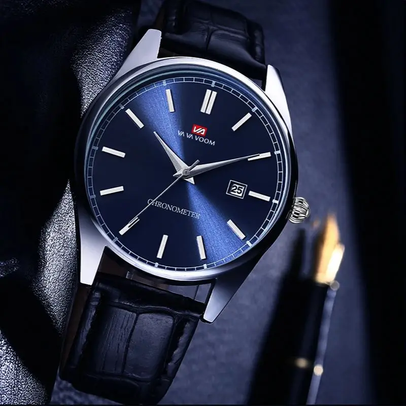 Business Mens Watch Classic Black Stainless Steel Waterproof Quartz Movement Calendar Casual Wristwatch Minimalist Gift for Men