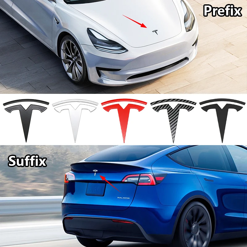 Abs Voor Tesla Model 3 Mode Y Matzwarte Auto Voorkap Logo Cover Embleem Sticker Styling Auto Achterkoffer Badge Accessoires