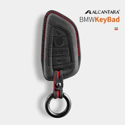 Alcantara High-quality Car Key Case Cover For BMW X1 X3 X5 X6 1 2 3 5 7 Series F15 F16 F20 F22 F30 F32 G30 Keychain Accessories