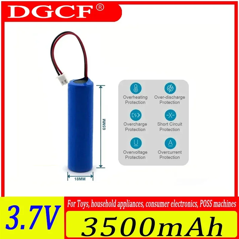 

New 1S1P 3.7V 18650 3500mAh rechargeable lithium battery with PH2.0-2P PCB for fishing LEDLight Bluetooth speaker