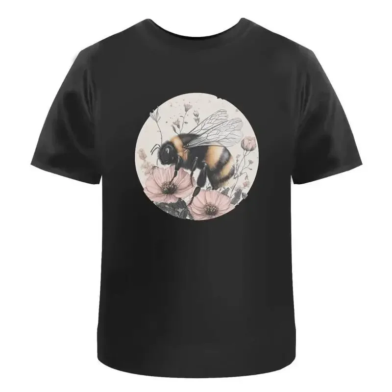 Bumblebee With Flowers' Cotton T Shirt Ta049829