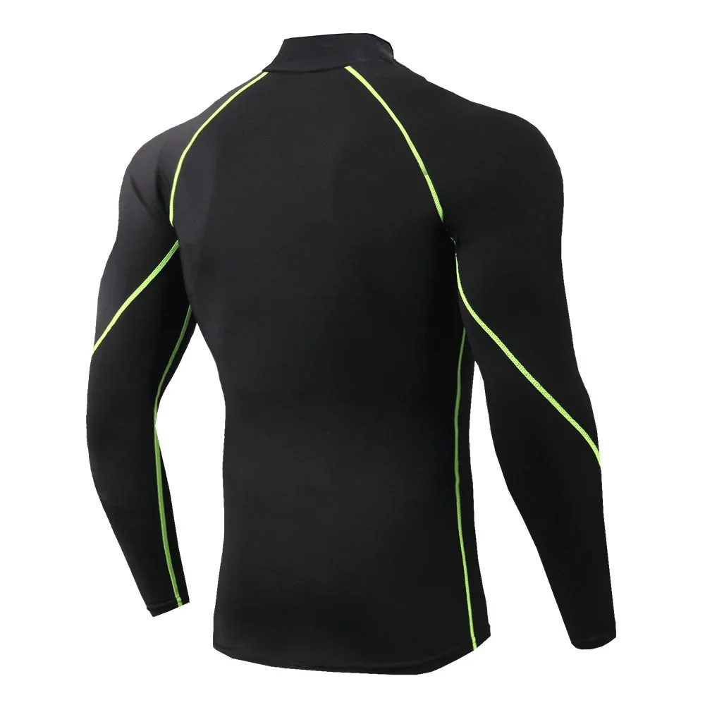 Camisa de compressão ajuste seco treino fitness apertado manga longa camisas esportivas dos homens correndo camiseta treinamento jogging topo ginásio roupas esportivas