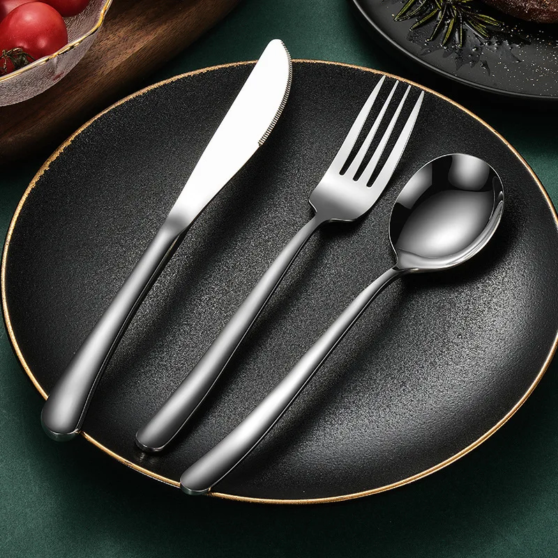 

304 stainless steel tableware Western food knife, fork and spoon Restaurant Hotel home steak knife and fork knife set