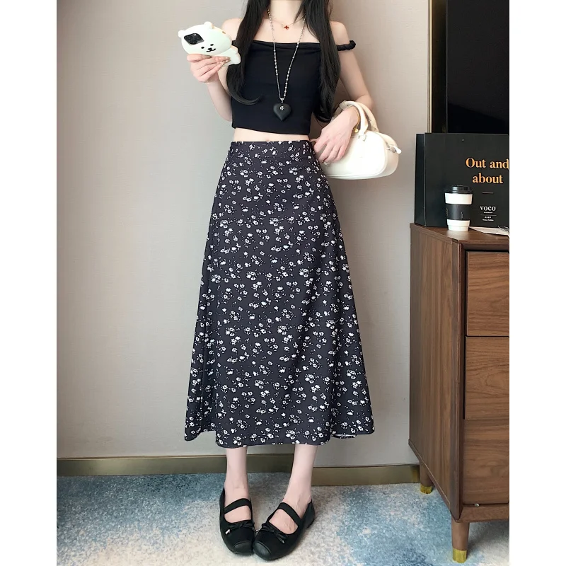 

Korean Style High Waist Floral - A-Line Mermaid Mid-Length Skirt