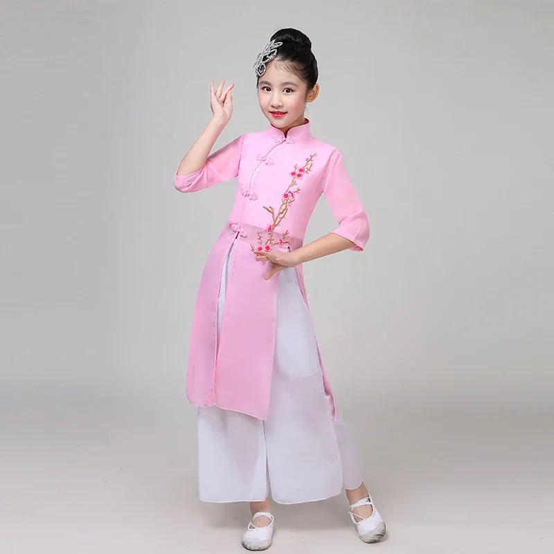 Children Chinese National Yangko Dance Dress Kids Girl Fan Dance Costume Stage Child Umbrella Dance Outfit National Wear