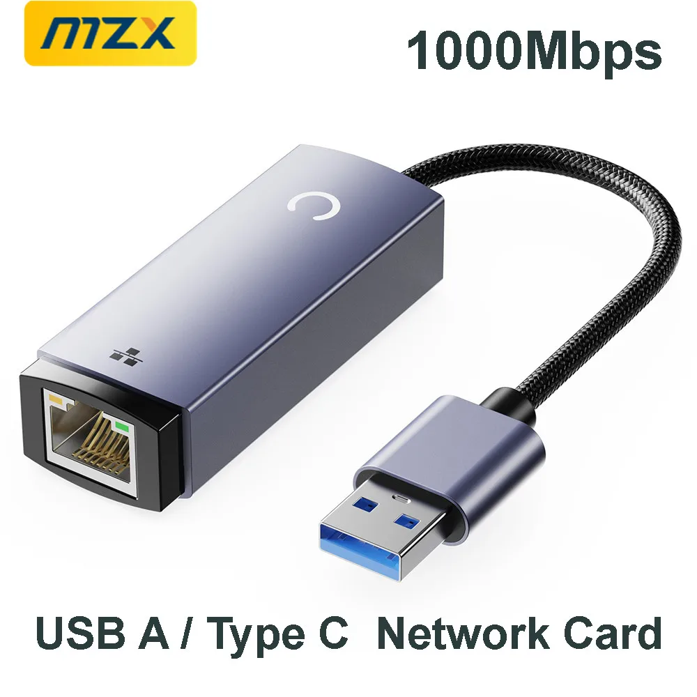 MZX 1000Mbps Network Card Adapter USB 3.0 Type C A to RJ45 1G Gigabit Ethernet Internet Networking for Laptop PC Accessories view 2