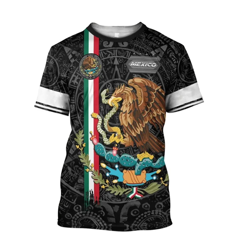 Mexico Flag 3D Printed T-shirt For Men Eagles Graphic Jersey T Shirt Casual Streetwear Mens Tshirt Oversized Sports O-Neck Tops