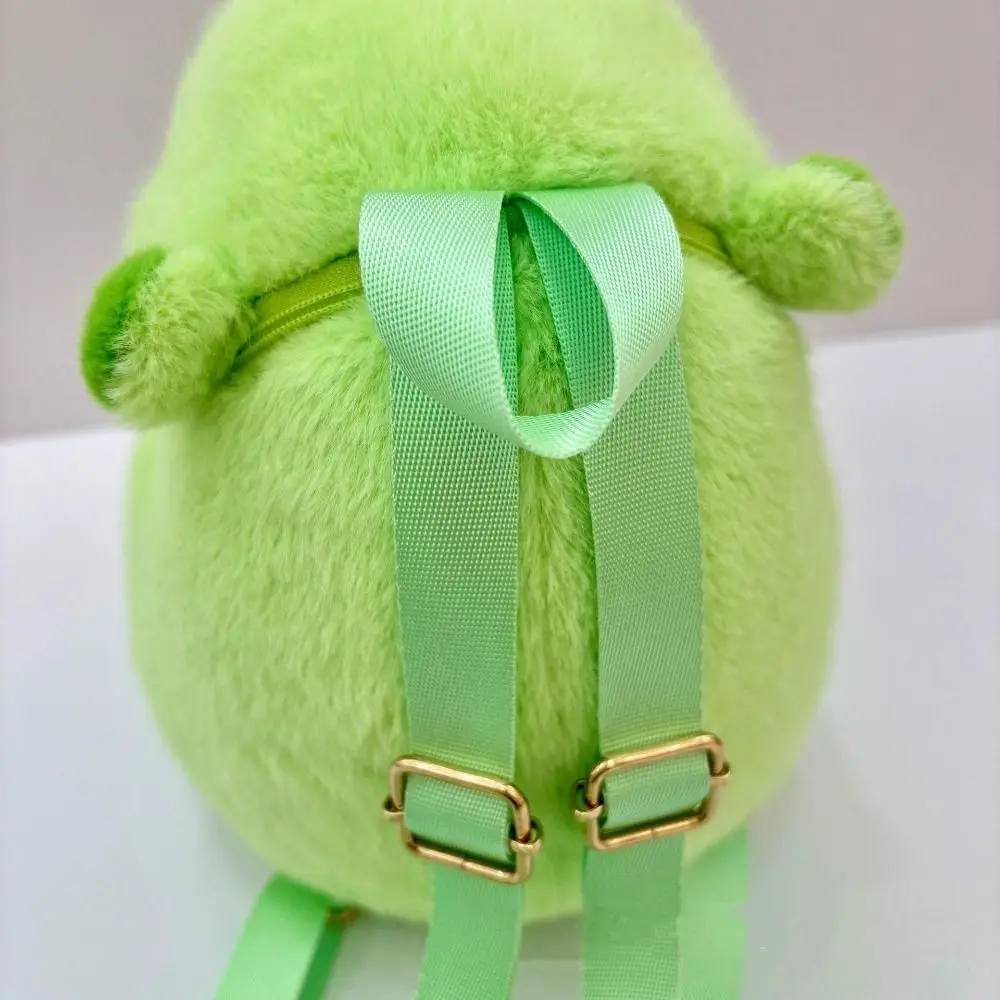 Sac à Dos en Peluche Capybara de Grande Capacité, Simulation de Gels Verts, Style Coréen, Cartable d'École Souple