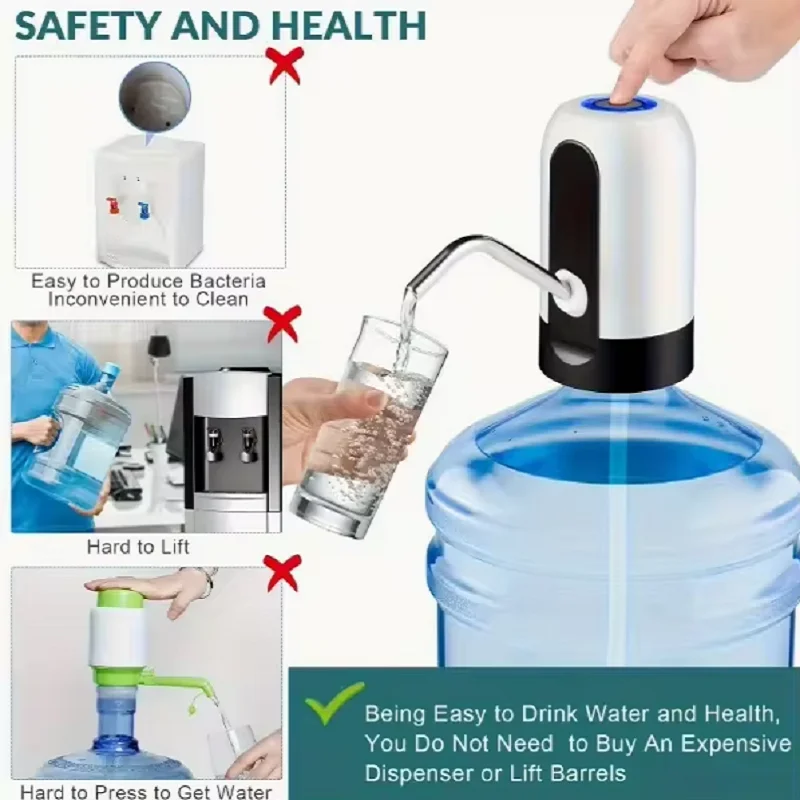 Water Bottle Pump USB Charging Auto Switch Drinking Dispenser Charging One Click Auto Switch Drink Pump Dispenser Kitchen Tool
