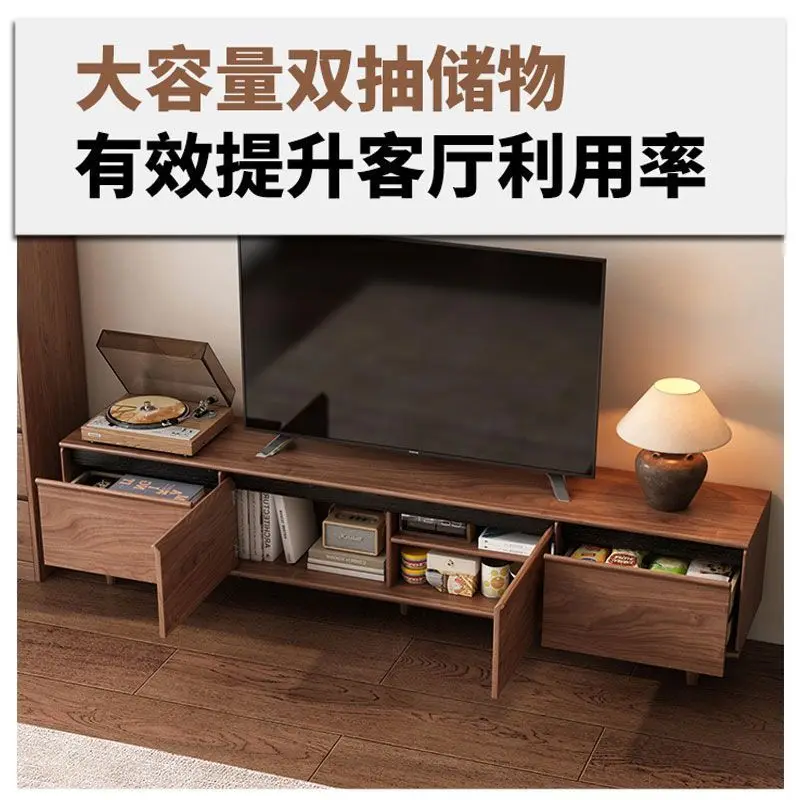 #Solid wood TV cabinet flooring medieval style living room storage cabinet integrated small apartment sideboard combination