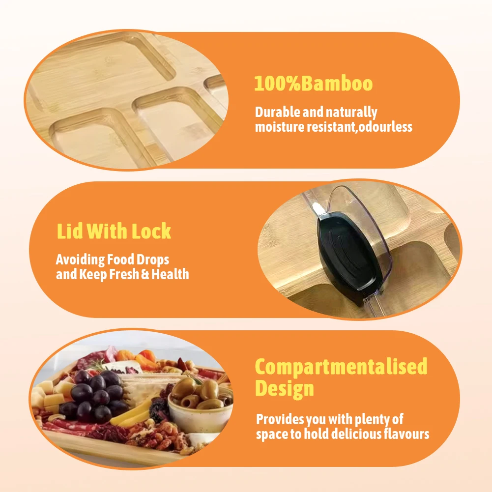 

Деревянное бамбуковое блюдо для сыра с крышкой, блюдо для печенья, закусок, поднос, сервировочная доска для гурманов, подарки на день рождения, подарки на новоселье