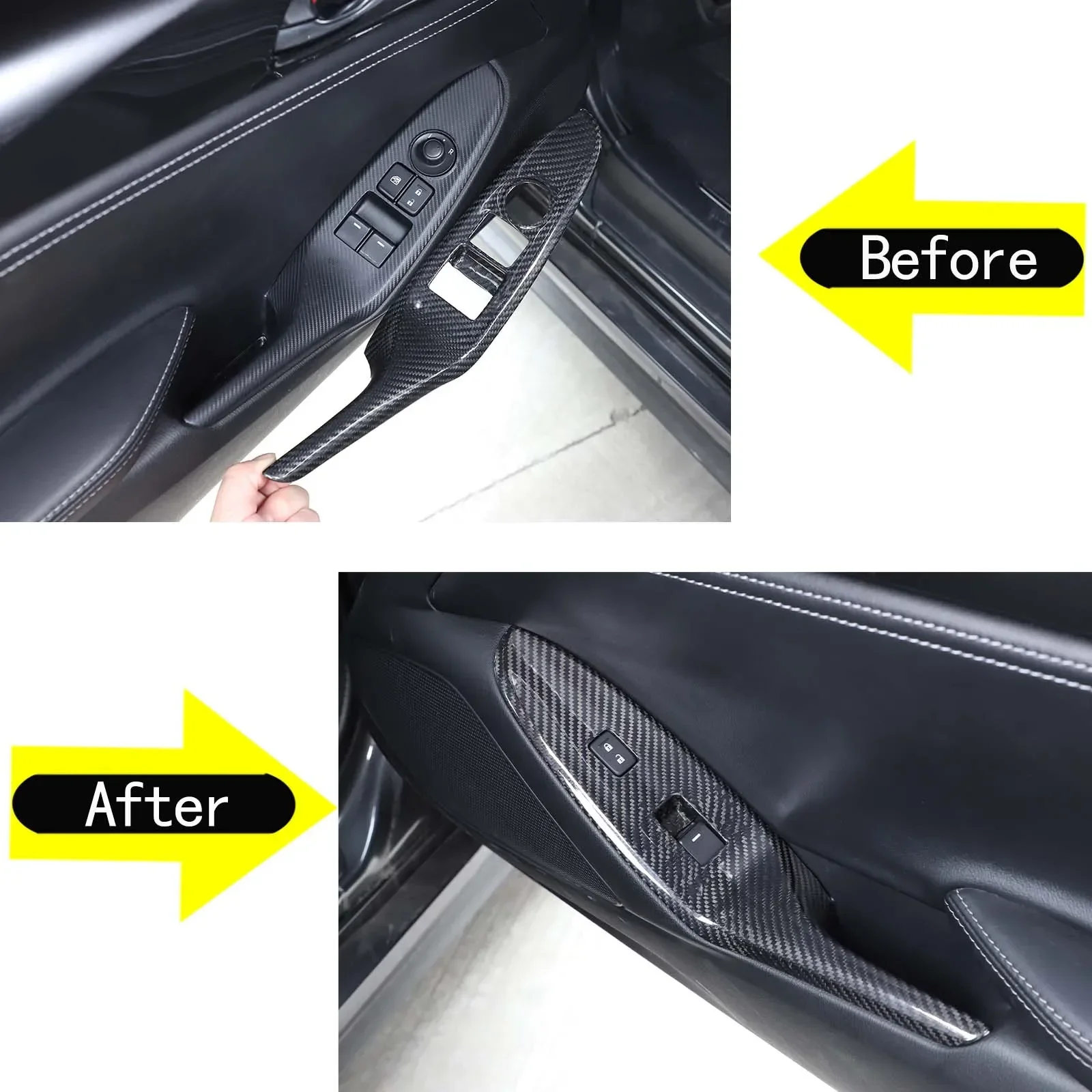 For Mazda MX-5 2016+ real carbon fiber car styling car glass lift frame button frame sticker car interior accessories 2Pcs