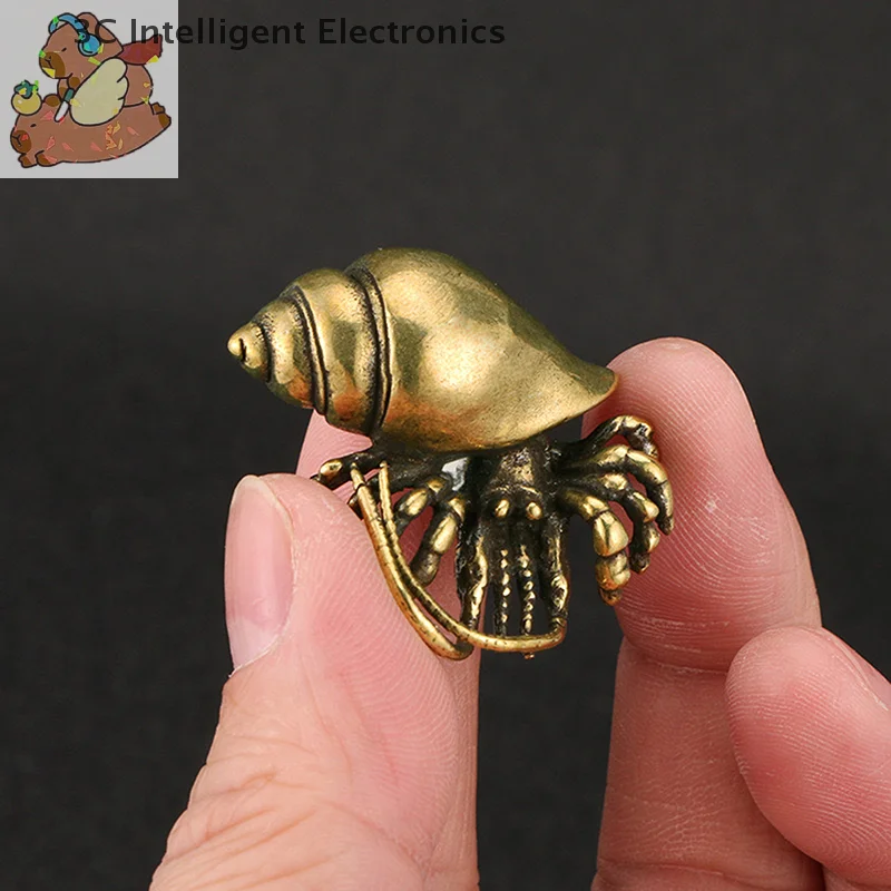 【K】 Figurines de crabe ermite en laiton vintage, statues d'animaux marins pour la décoration de la maison et du bureau