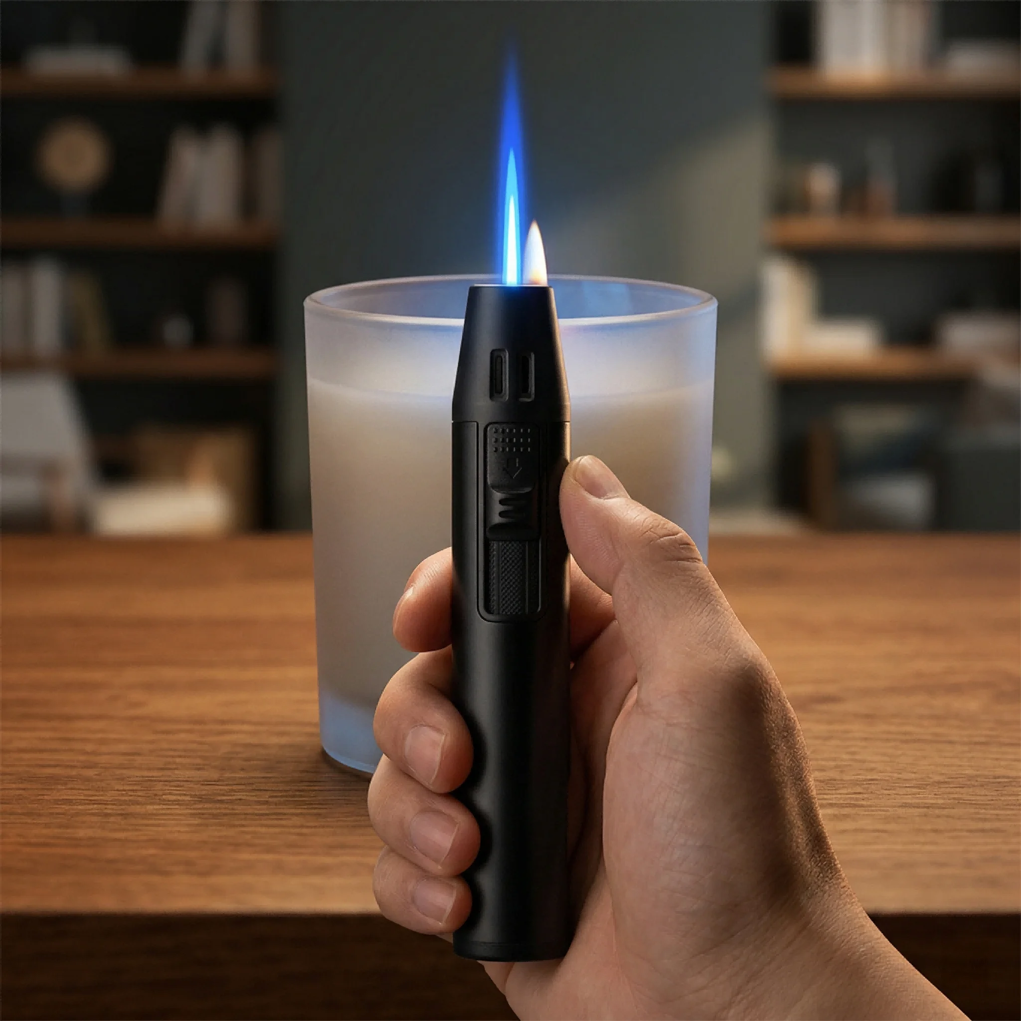 

Pen-Style Mini Jet Torch Lighter, Refillable Windproof Butane Lighter Portable Metal Mini Torch for Cigars, Moxibustion