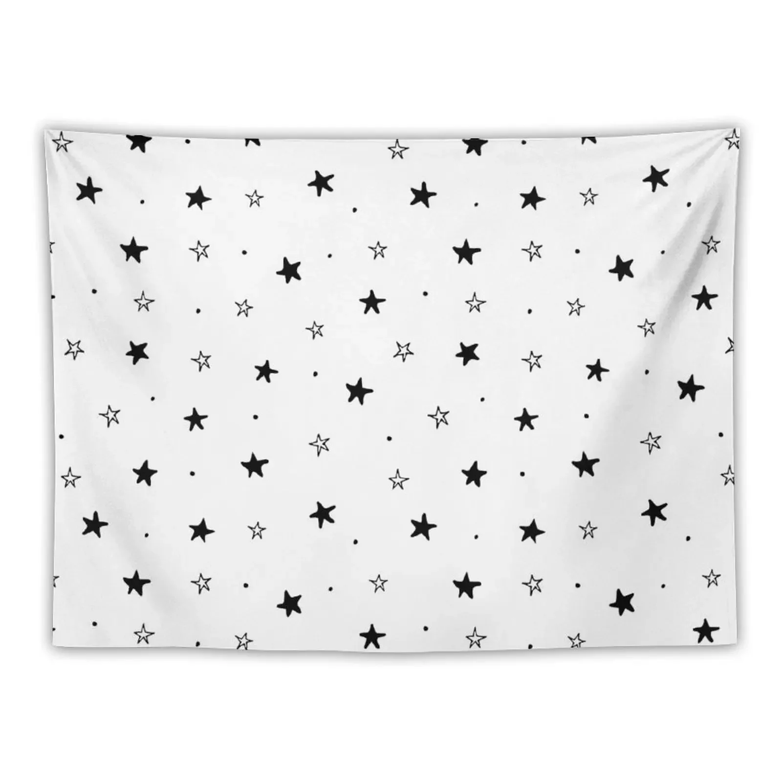 Doodle Stars on white Tapestry Room Design Room Decore Aesthetic Decor Home Tapestry