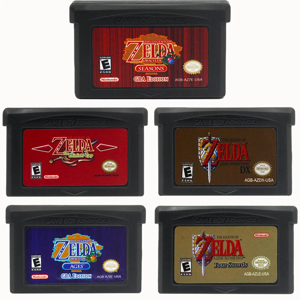 GBA Game Zelda Series 32-bit Video Game Cartridge Console Memory Card Minish Cap Four Swords for GBASP NDSL USA Version