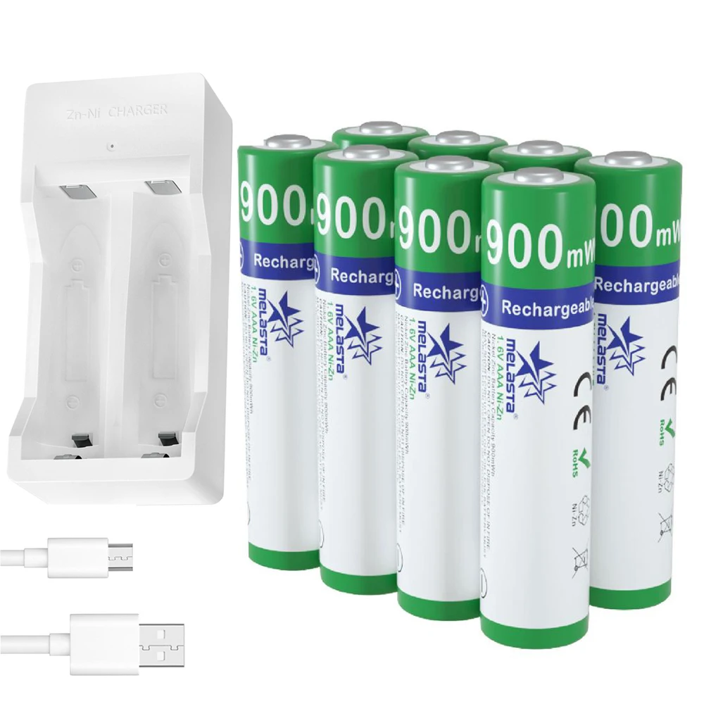 4/8Pcs 1.6V AAA NIZN Rechargeable Batteries NIZN Charger NI-ZN Battery 900mWh Triple A Size for Toys Flashlights