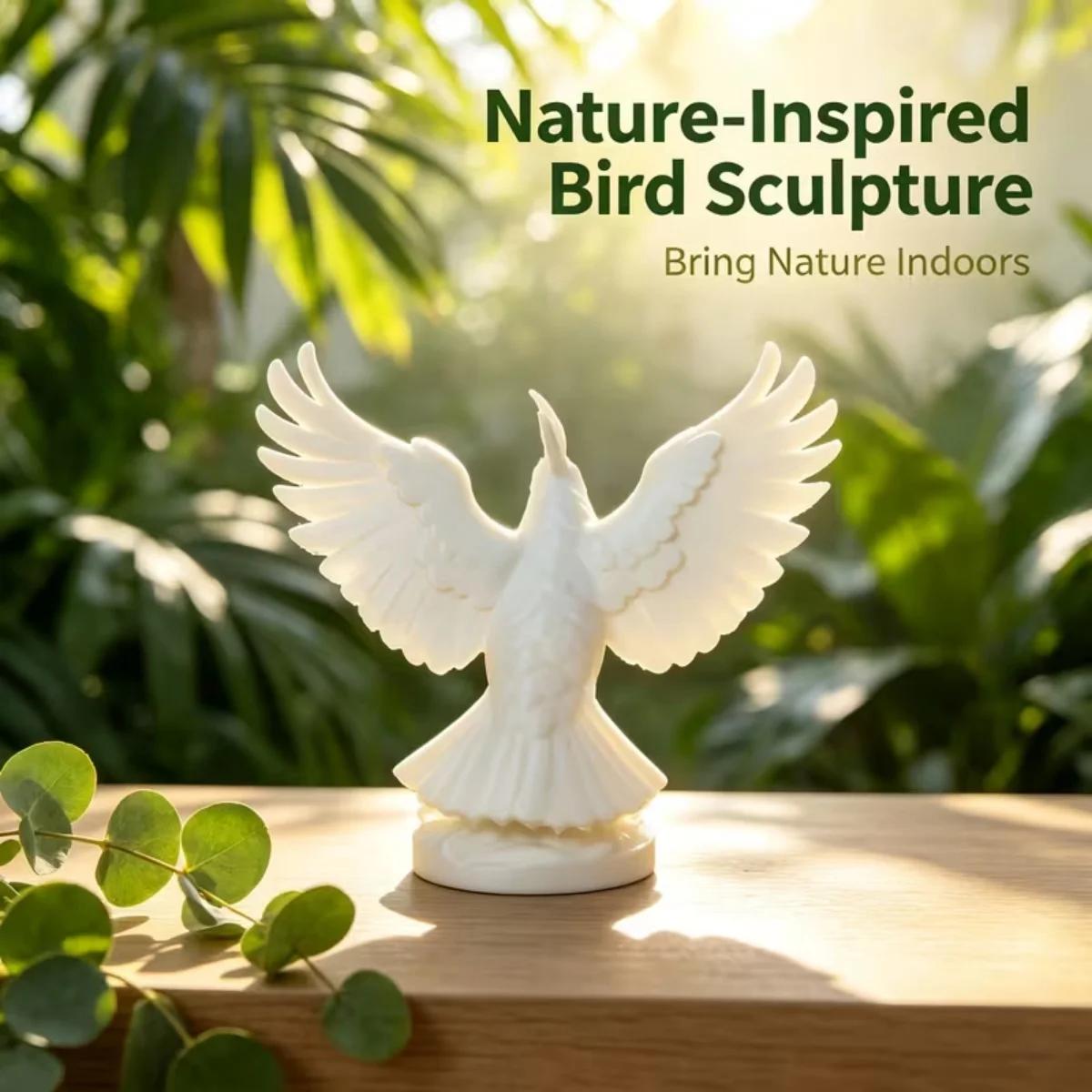 Newest 3D Printed White Cockatoo Statue Spread Wings Parrot Sculpture Desktop Home Decor Ornament