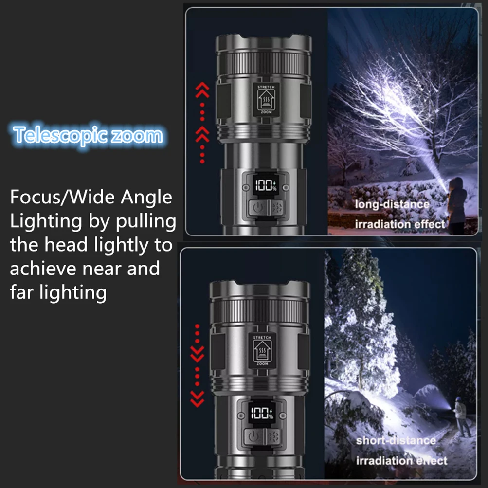 High Power Flashlight Aluminum Camping Rechargeable Usb Lamp Electric Teaser Personal Self Defense Lantern Power LED Work Light